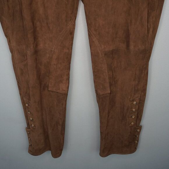 Lauren Ralph Lauren Straight-Leg Goat Suede Riding Pants in Brown sz 16 - Picture 7 of 16